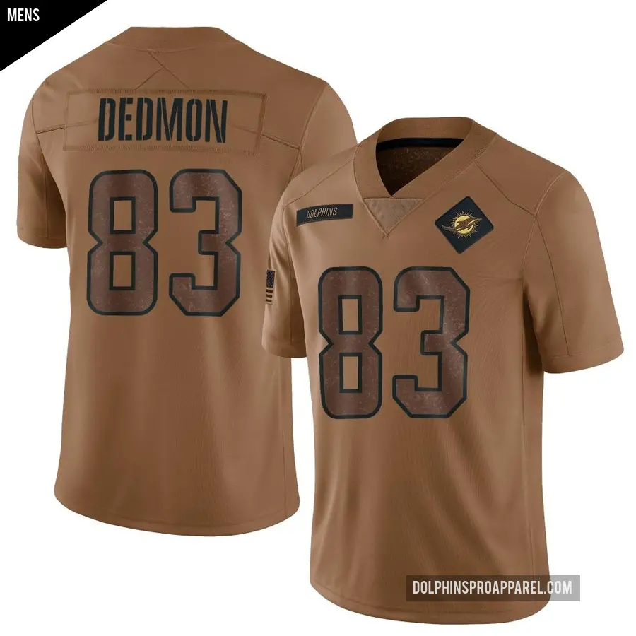 Men's Miami Dolphins ＃83 DeVonte Dedmon Brown Limited 2023 Salute To Service Jersey