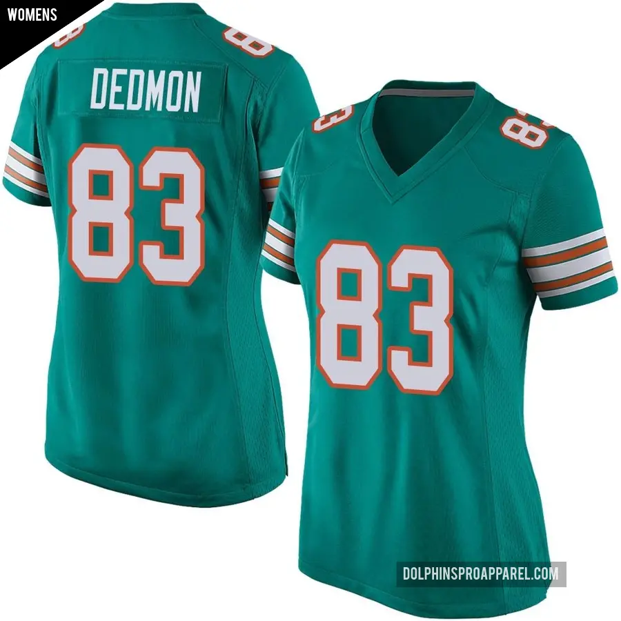 Women's Miami Dolphins ＃83 DeVonte Dedmon Aqua Game Alternate Jersey