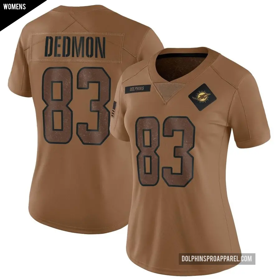 Women's Miami Dolphins ＃83 DeVonte Dedmon Brown Limited 2023 Salute To Service Jersey