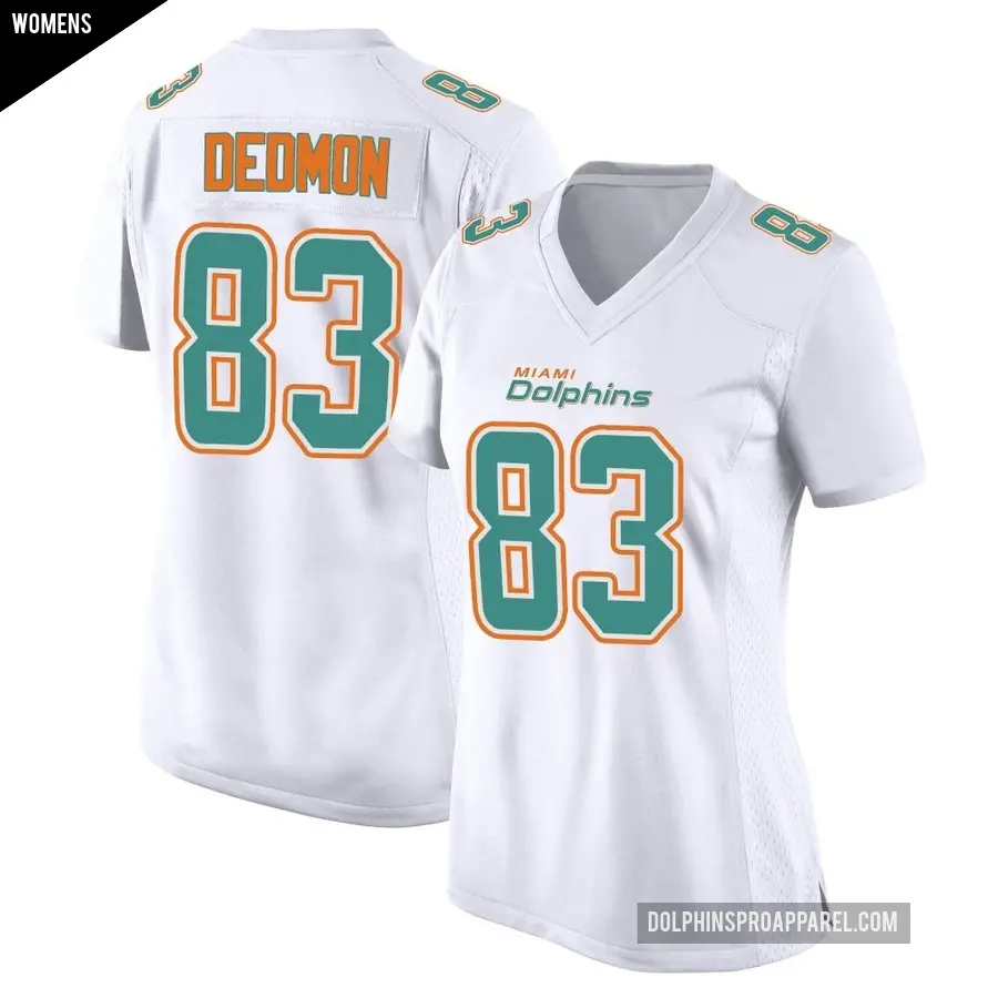 Women's Miami Dolphins ＃83 DeVonte Dedmon White Game Fashion Jersey