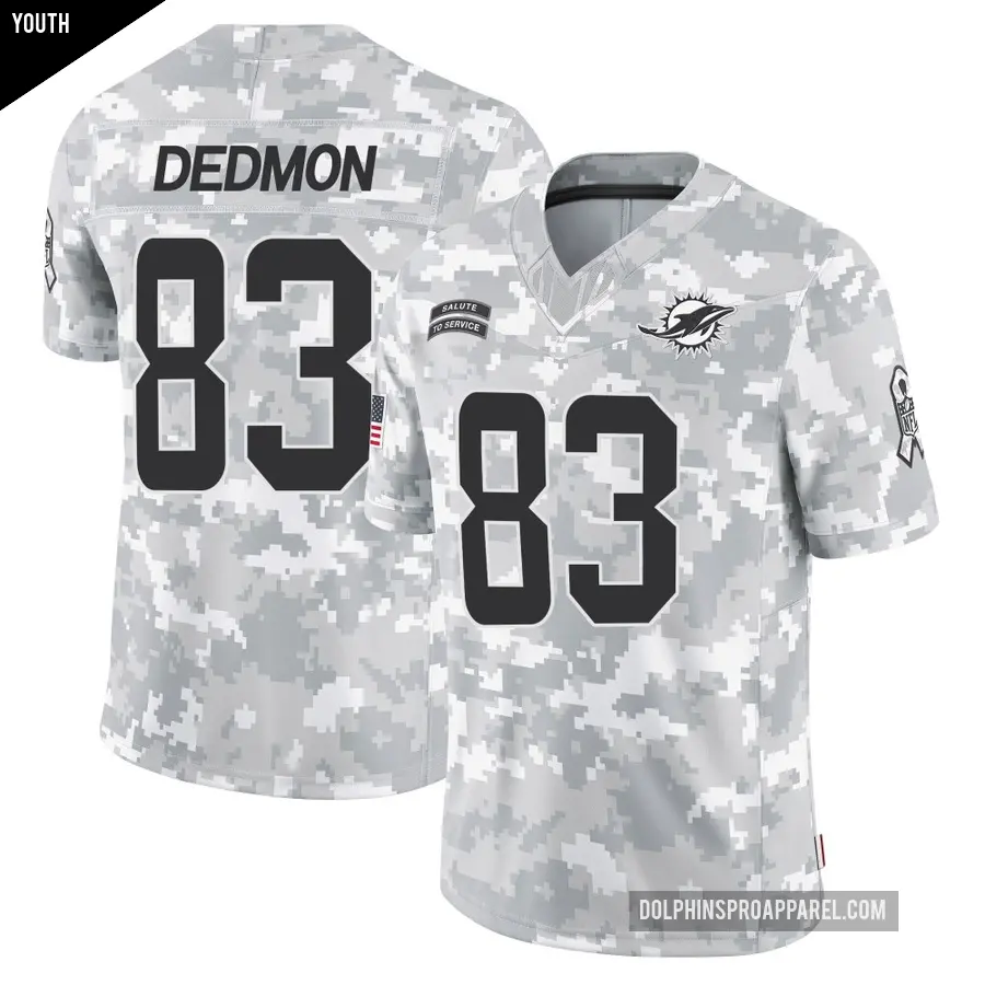 Youth Miami Dolphins ＃83 DeVonte Dedmon Arctic Camo Limited 2024 Salute to Service Jersey