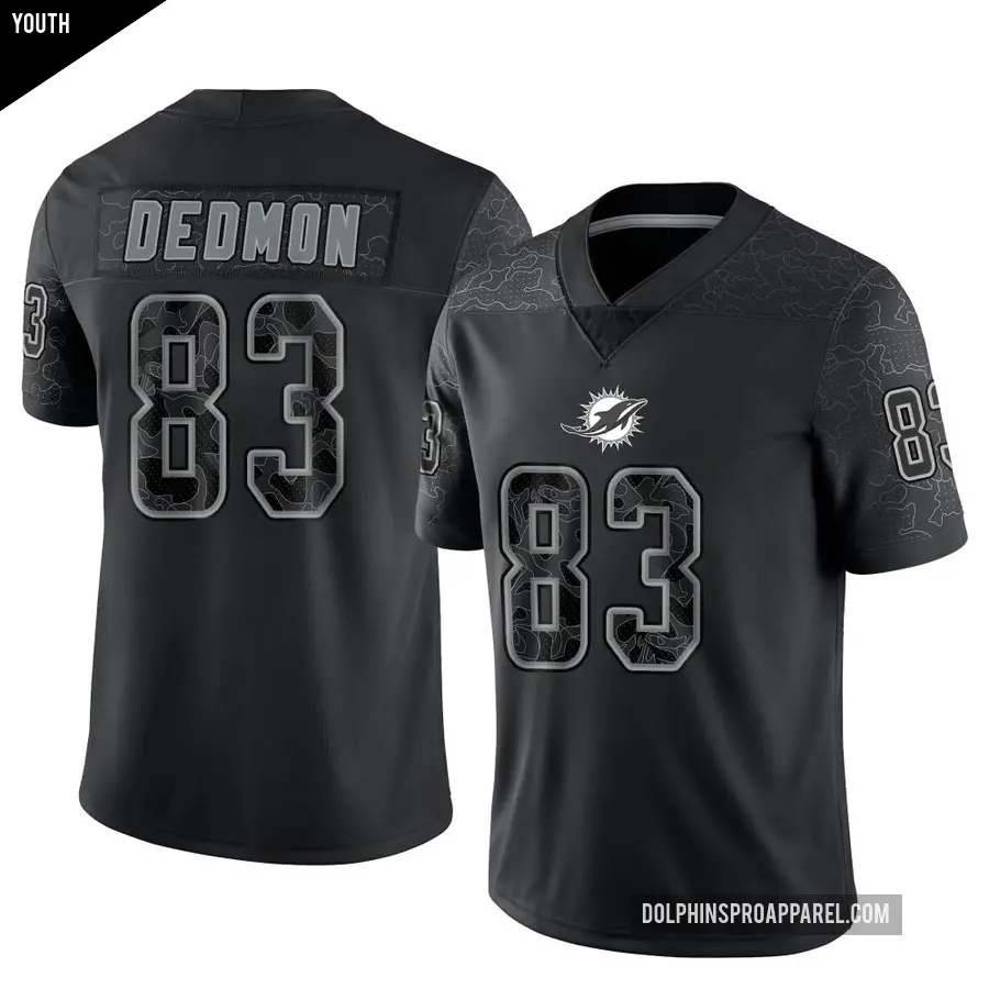 Youth Miami Dolphins ＃83 DeVonte Dedmon Black Limited Reflective Jersey