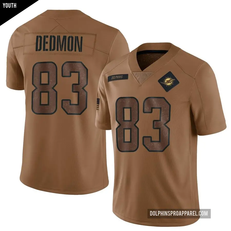 Youth Miami Dolphins ＃83 DeVonte Dedmon Brown Limited 2023 Salute To Service Jersey